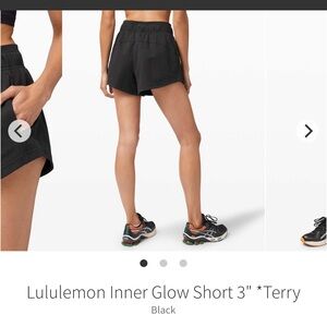 Lululemon Inner Glow Short 3" *Terry Black NWT size 6